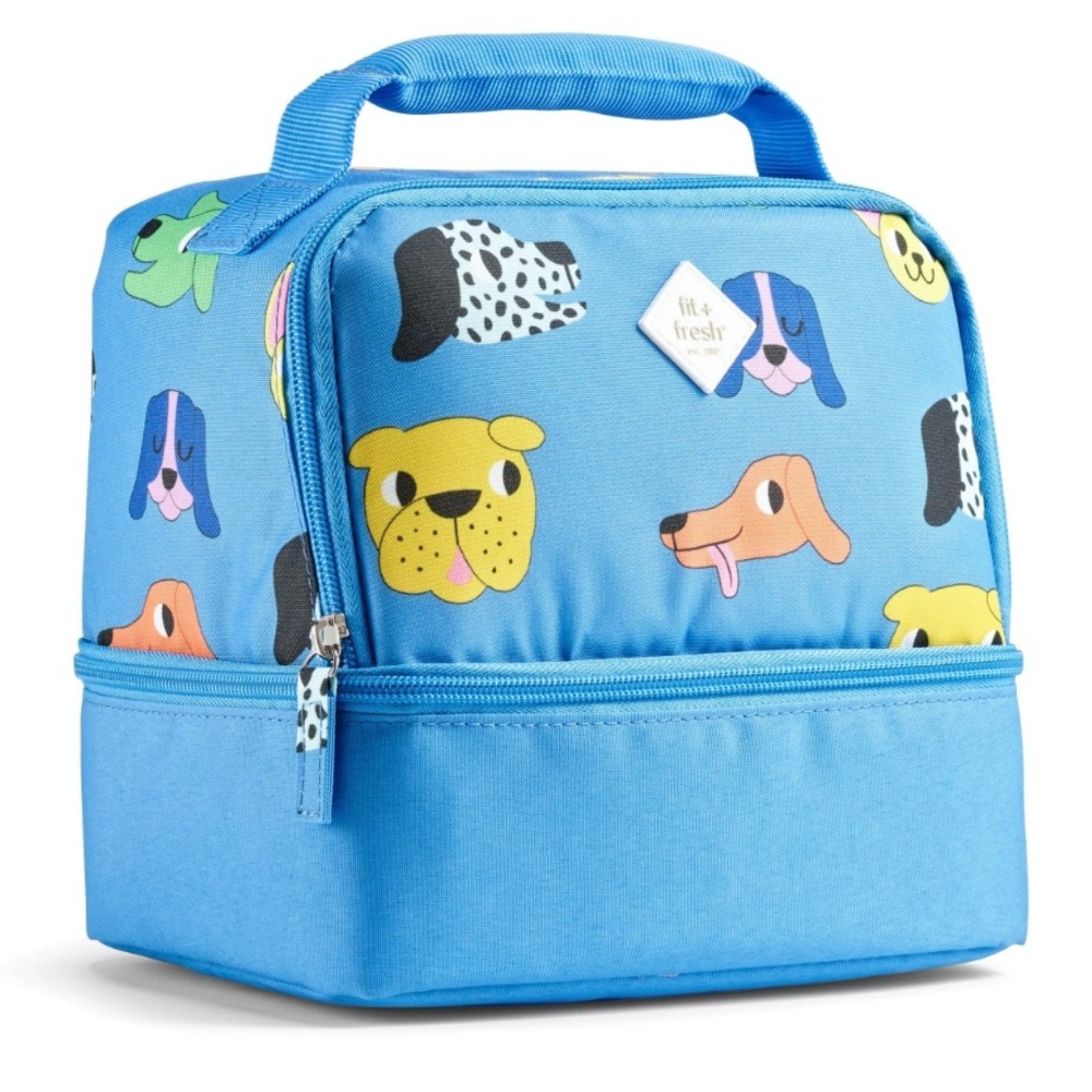 Fit & Fresh x Eda French Insulated Dual Compartment Lunch Bag Blue Dogs